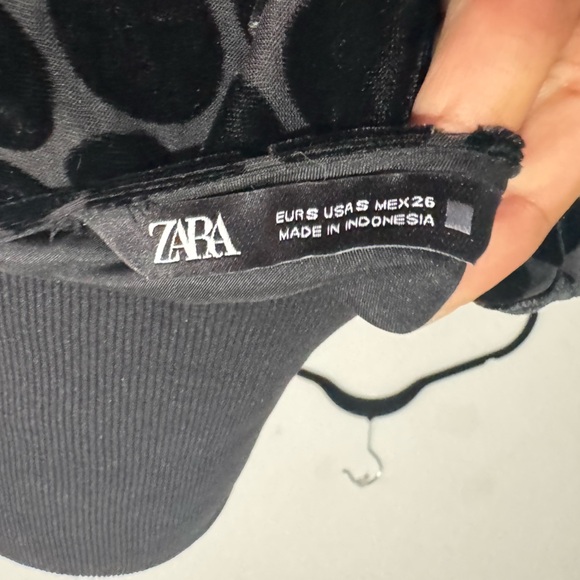 Zara Black Velvet Dot Mini Dress small - Picture 4 of 4